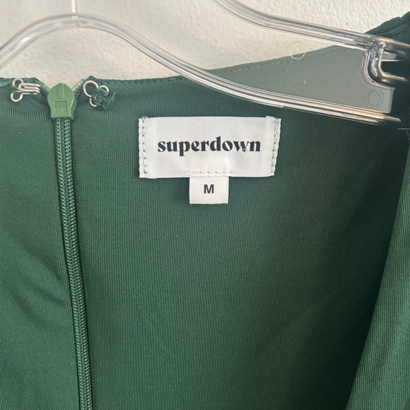 Superdown Martyna Deep V Mini Dress Emerald Green Size Medium - Picture 6 of 13
